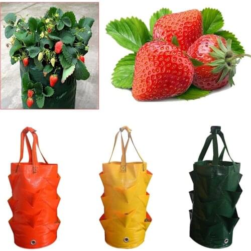 3 Gallons Strawberry Planting Growing Bag Multi-mouth Container Bags Vegetable Wall Hanging Flower Pots Garden Supplies Tool