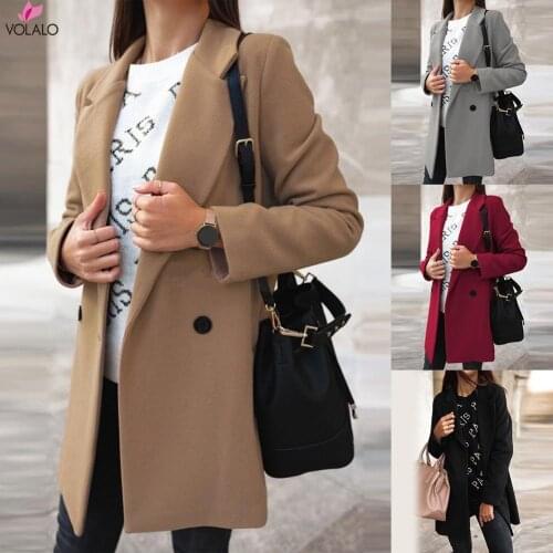 Women Coats and Jackets 2021 Plus Size 5XL Women Autumn Winter Fashion Wide Lapel Double-line Buttons Warm Coat Outwear Overcoat