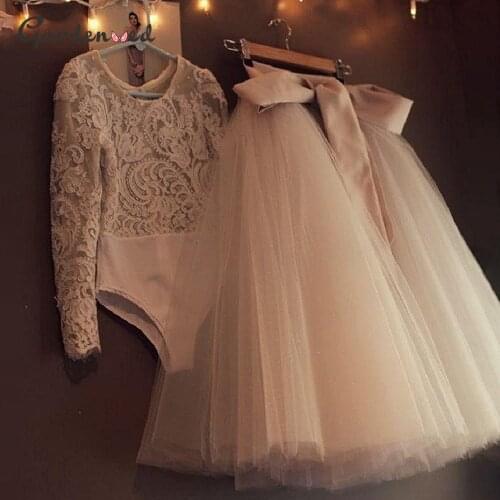 Two Pieces Flower Girl Dresses Lace Girl Wedding Party Dress Simple Birthday Dress First Communion Dress Vestido Comunion Niña