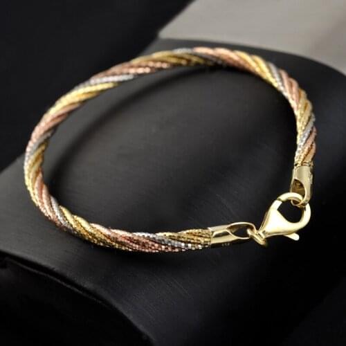 Bracelets For Girls Chain Real Silver 925 Jewelry Sterling Golden Rose Gold Color Silver Five-Wire Winding Long 16 17 18 19 CM