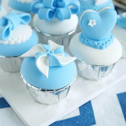 Fondant cupcake artificial fake fondant cake molds clay sky blue decorations fitting event show/store showcase