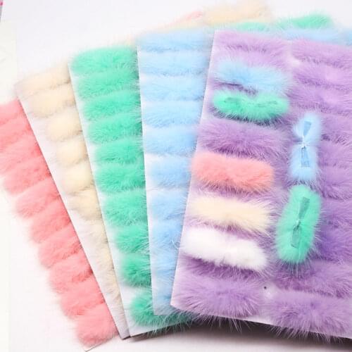 40pcs Mink Fur Pompom Bowknot 3*7cm Natural Pom Pom Diy Soft Pompones for DIY Handmade Bow Tie Sewing Crafts Hair Accessories