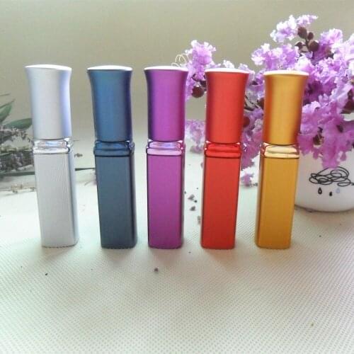 Portable 6ML Aluminum Tube Perfume Glass Bottle Empty Lipstick Perfume Nozzle Bottle 10PCS/LOT