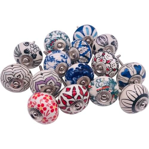 1pcs Ceramic Blue White Red Pink Handles for Furniture Door Knob Cabinets Knobs and Handles Cupboard Drawer Pull Handle