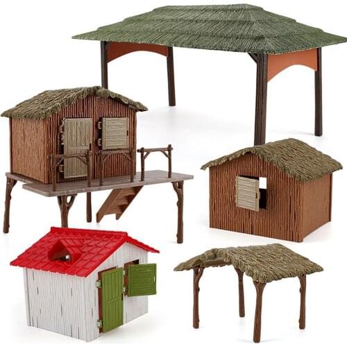 DIY Assembly Plastic Farm Hut House Model Toy Children Gift for Simulation Scene Decoration Tabletop Ornaments Handmade Toys