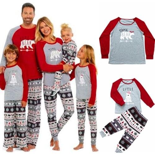 Family Christmas Pajamas Set Family Father Mother Kids Sleepwear 2019 Xmas Family look Tops+Pants 2PCS Family Mathing Sleepwear