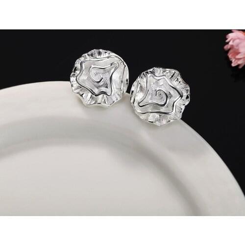925 Sterling Silver Earring High Quality Fashion Woman Jewelry Rose flower Ear studs Holiday Gifts