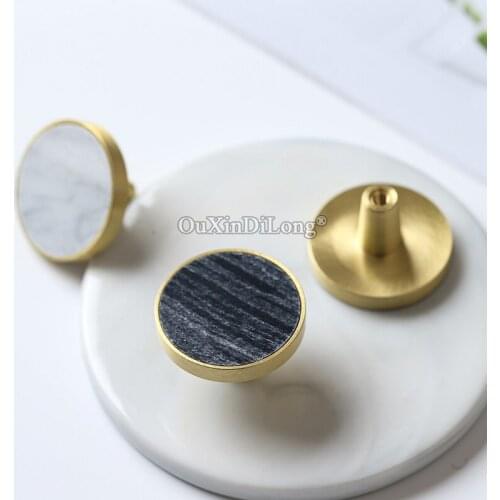 Northern Europe 10PCS Brass Natural Marble Cabinet Door Handles&Knobs Cupboard Wardrobe Drawer Kitchen Wine Cabinet Pulls Knobs