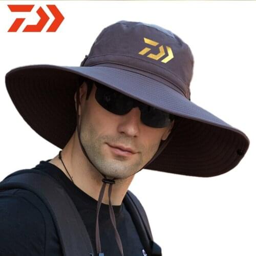 DAIWA Fishing Hat Mens Summer Outdoor 12CM Oversized Eaves Fisherman Hat Climbing Rock Climbing Sun Hat