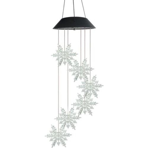 Snowflake LED Solar Wind Chimes Light Waterproof Color Change Decor Hanging Lamp for Home Outdoor Garden Yard