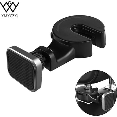 XMXCZKJ Magnetic Car Phone Holder Hook Back Seat Headrest 360 Rotation Tablet Holder For Phone Magnet Stand Holder Soporte Mount