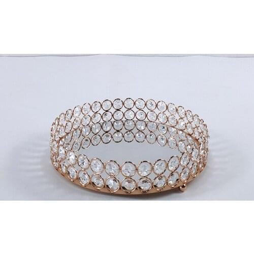 Gold mirror cupcake stand crystal metal Party and family decoration large fruit plate fruit basket home set cake tool