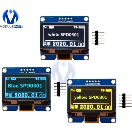 1.54 Inch Yellow White Blue IPS 5Pin 128x64 OLED Display Screen Module SPI Interface Driver IC Adapter Board For Arduino