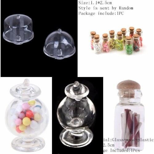 1PCS 1/12 Scale Dollhouse Miniature Glass Candy Bottle With Cork Home DEcor Doll Accessories