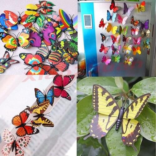 10Pcs Room Wall Decoration 3D Butterfly Fridge Magnets Magnetic Sticke