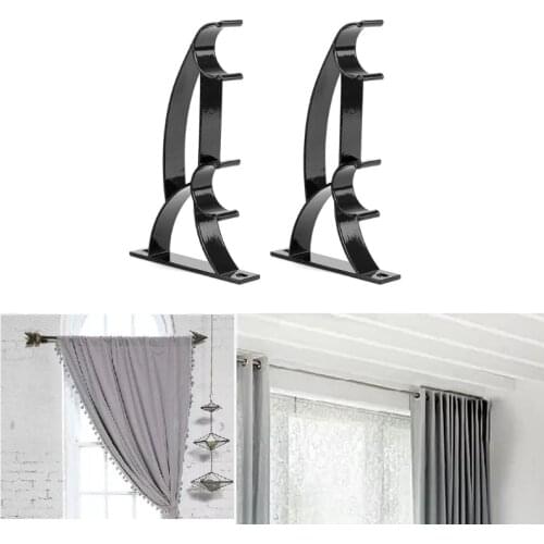 Double Curtain Rod Bracket Holder Aluminum Alloy Curtain Track Pole support cradle Brace strut