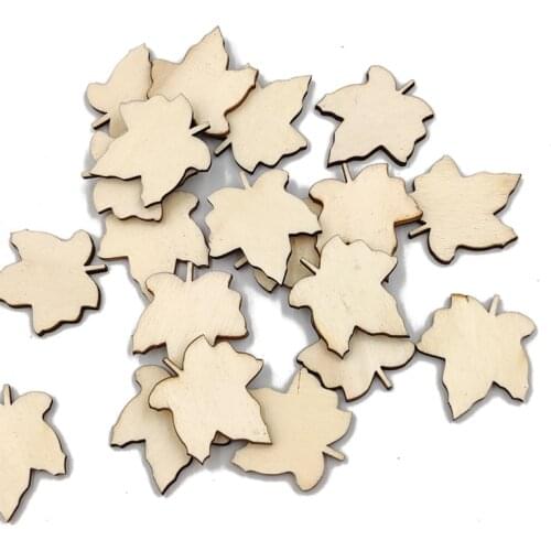 20pcs 30mm Natural Wood Chips Embellishments Scrapbooking Crafts Supplies Handmade Leaves Art Graffiti Button