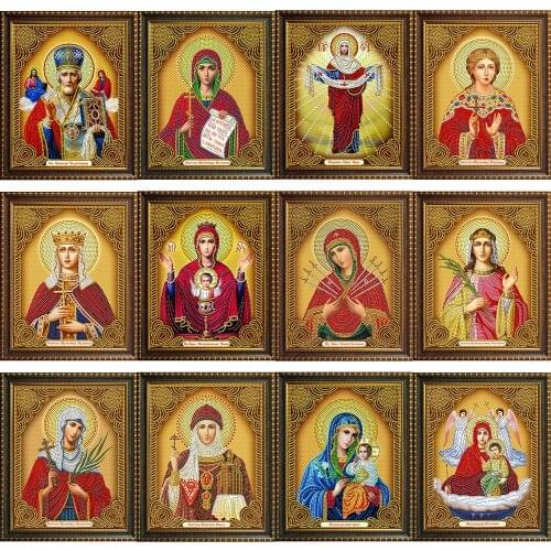 5D DIY Diamond Painting Full Drill Religion Icon Embroidery Cross Stitch Kits Mosaic Wall Art Home Decor Gift