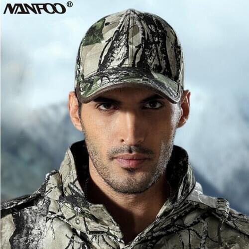 High Quality Outdoor Tactical Camo Caps Hunting Camo Hats Sunshade Bionic Realtree Combat Adjustable Breathable Cotton Casquette