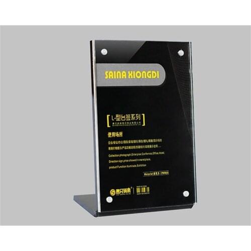 Black Transparent A6 L-slanted Magnetic Acrylic Menu Sign Display Holder Stand Table Plastic Price Label Poster Paper Stand