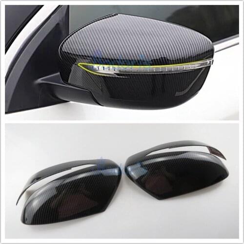 Carbon Fiber Color Car Styling Door Mirror Cover Overlay Rear View Trim Panel 2014 2015 2016 2017 For Nissan X-trail Accessories