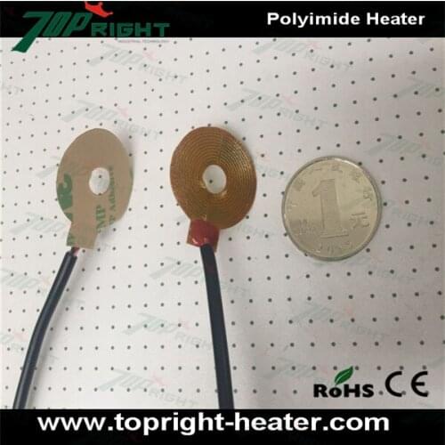 Dia. 25mm Electric PI polyimide film heater , temperature range 45-50c heating elements with USB plug