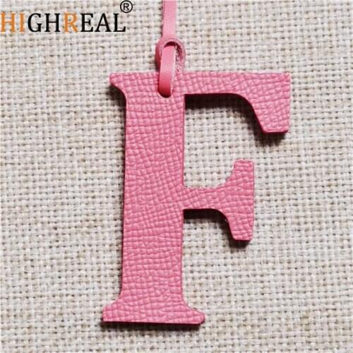 HIGHREAL Custom Made Luxury Genuine Leather Character Letter F Keychain Women Bag Charm Backpack Pendant