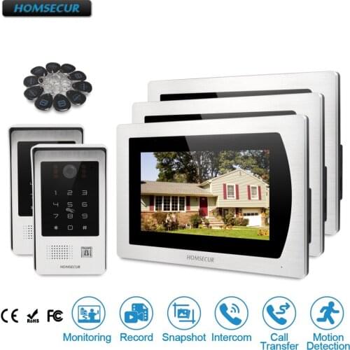 HOMSECUR 7" Wired Video&Audio Smart Doorbell with Dual Intercom RFID Access(DE/EN/ES/FR/RU/Arabic Menu) BM717-S + BC091