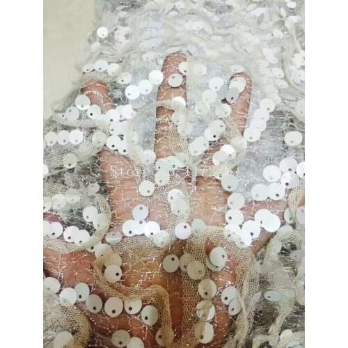 JRB-9303 new arrival embroidered lace fabric with sequins super quality african tulle lace fabric for party dress