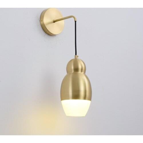 Room simple bedroom bedside lamp hotel corridor TV background wall post modern light luxury all copper wall lamp b2220