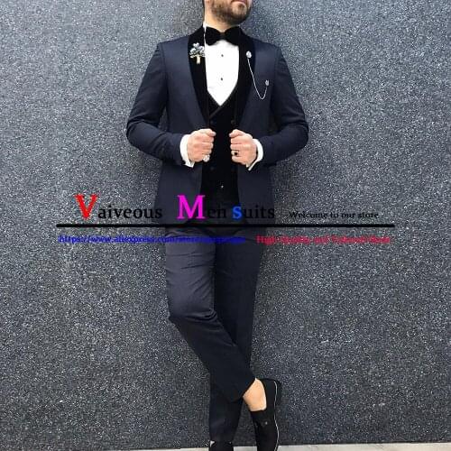 Costume Homme Fashion Peak Lapel Men Suits Wedding Slim Fit Prom Blazer Groom Wear 3 Pieces ( Jacket+Pant+Vest) Terno Masculino