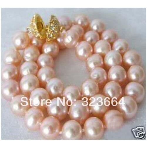 Beautiful 8-9MM Pink Akoya Cultured Pearl necklace Clasp 18"