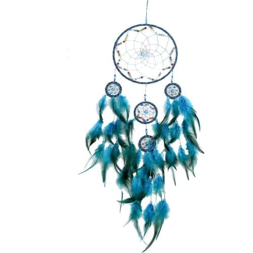 Beautiful Dream Catcher hand-woven 5 circle big Dreamcatcher with green feathers for home wall decorations