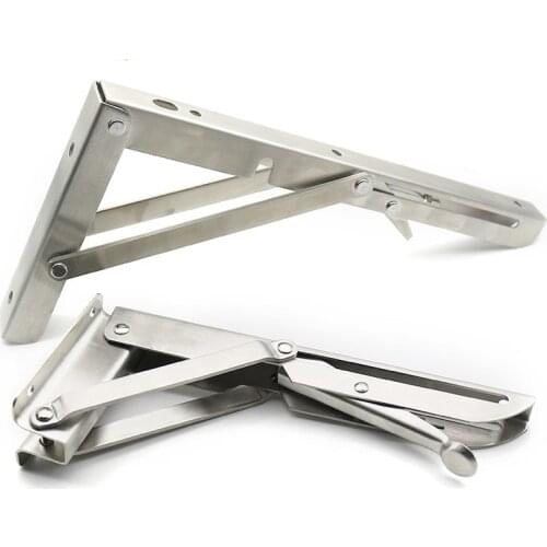 2Pcs Brackets 8-24 inch Decorative Wall mounted Shelf Bracket 304 Stainless Steel Triangular Support Foldable Table Support