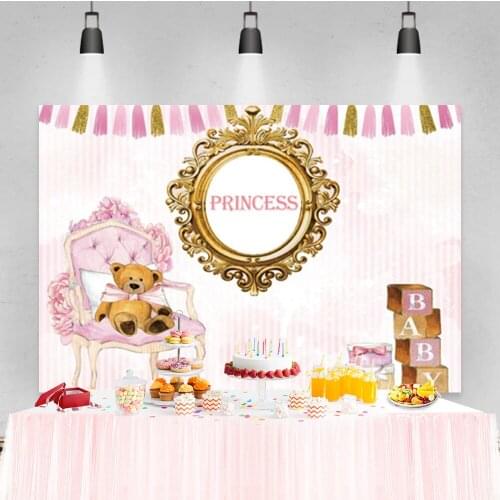 Laeacco Birthday Princess Cartoon Bear Gift Customization Photo Photography Background Photographic Backdrop For Photo Studio
