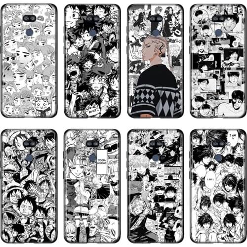 Fashion cartoon boy for LG G8 G8S G8X V30 V35 V40 V50 V60 ThinQ Q60 K40 K50 K30 K41 K51 K61 K71 K22 Black Phone Case