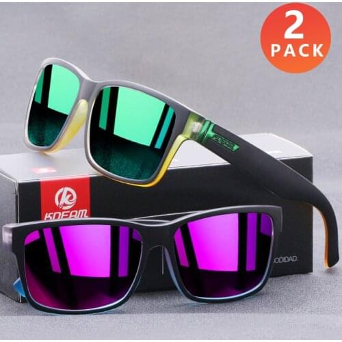 2 PACK KDEAM Polarized Sunglasses Men Brand Square Sport Style Sun Glasses Outdoor Travel Photochromic Lens Goggles CE X61