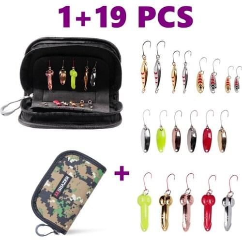 Fishing Metal Lure Set 1.5G-5G Bass Trout Spinner Metal Lure Sea Salt Water 1PCS Sequin Bait Bag 19PCS Sequin Bait fishing bait
