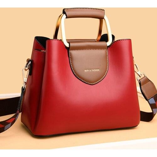 Small Womens Casual Totes Bag High Quality Pu Leather Shoulder Bags for Women 2021 Fashion Metal Handle Ladies Crossbody Bag