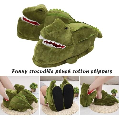 Non-Slip Warm Crocodiles Cotton Slippers Cartoon Cute Plush Shoes For Winter d88