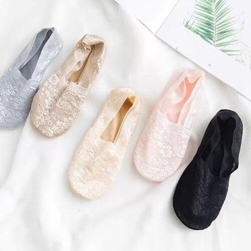 5 Pairs/lot New Fashion Women Girls Spring Summer Socks Style Lace Flower Short Sock Breathable Antiskid Invisible Ankle Socks