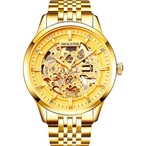 2021 new gold automatic mechanical watch top brand luxury business mens sports all-steel 100m waterproof watch