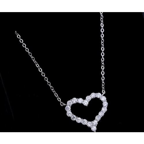 SWOUR New Jewelry White Gold Color Cubic Zircon CZ Simple Design Heart Wedding Gift Pendant Chain Necklace S085