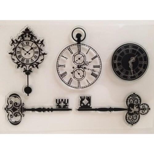 Seal Vintage Key Clock Transparent PVC Stamps DIY Scrapbooking Photo Album Decor