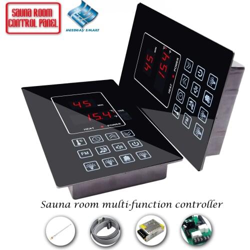 C/F Unit Switch Infrared Sauna Heater Control Panel for Lamp, Fan, AUX, MP3, FM Output AC Contactor Connected to High Power
