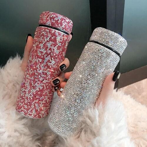 Mini Crystal Rhinestone Pocket Insulation Cup Stainless Steel Straight Cups Portable Hot Water Bottle Thermos Mug 200ml Gifts