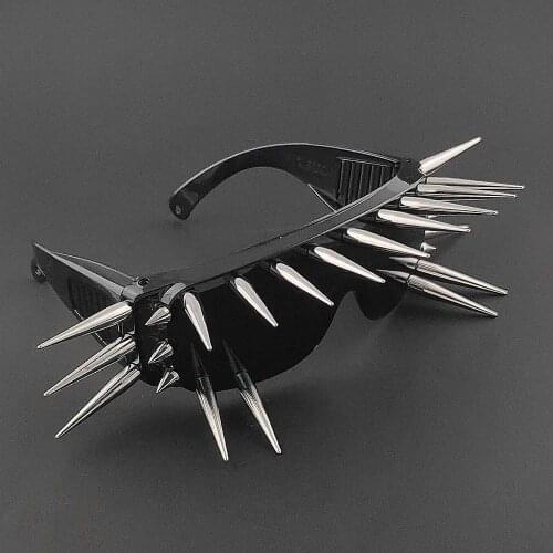PUnisex Punk Rock Spike Sunglasses Black Metal Rivet Glasses Men Women