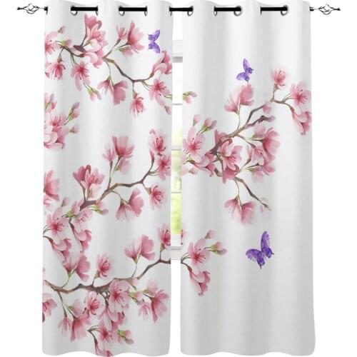 Plant Plum Blossom Branch Butterfly Window Curtains Curtains Bathroom Kitchen Window Treatment Valances Window Treatment Window