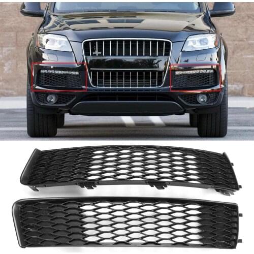 2pcs Q7 S-Line Car Front Bumper Grille Fog Light Grille Grill Cover For AUDI Q7 S-Line Bumper 2009-2015 4L0807697B/4L0807698B