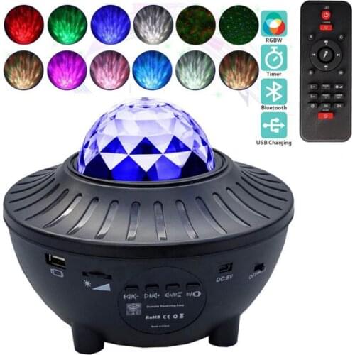 Romantic Colorful USB Starry Bluetooth Music Player Starlight Projector Stage Watermark Projection Lamp Home Decoration
